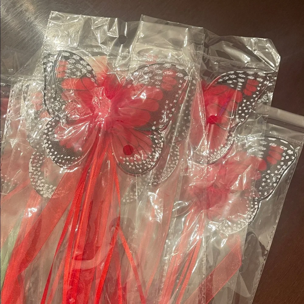 Assorted butterfly Fairy Wand Party Favors with Maribou and ribbons set of 20